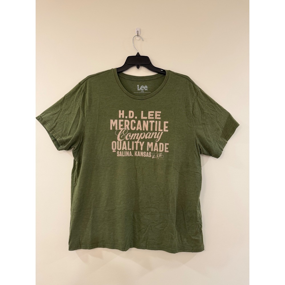 Lee Mercantile Company Graphic T-Shirt Mens XXL Olive Green Short Sleeve Tee